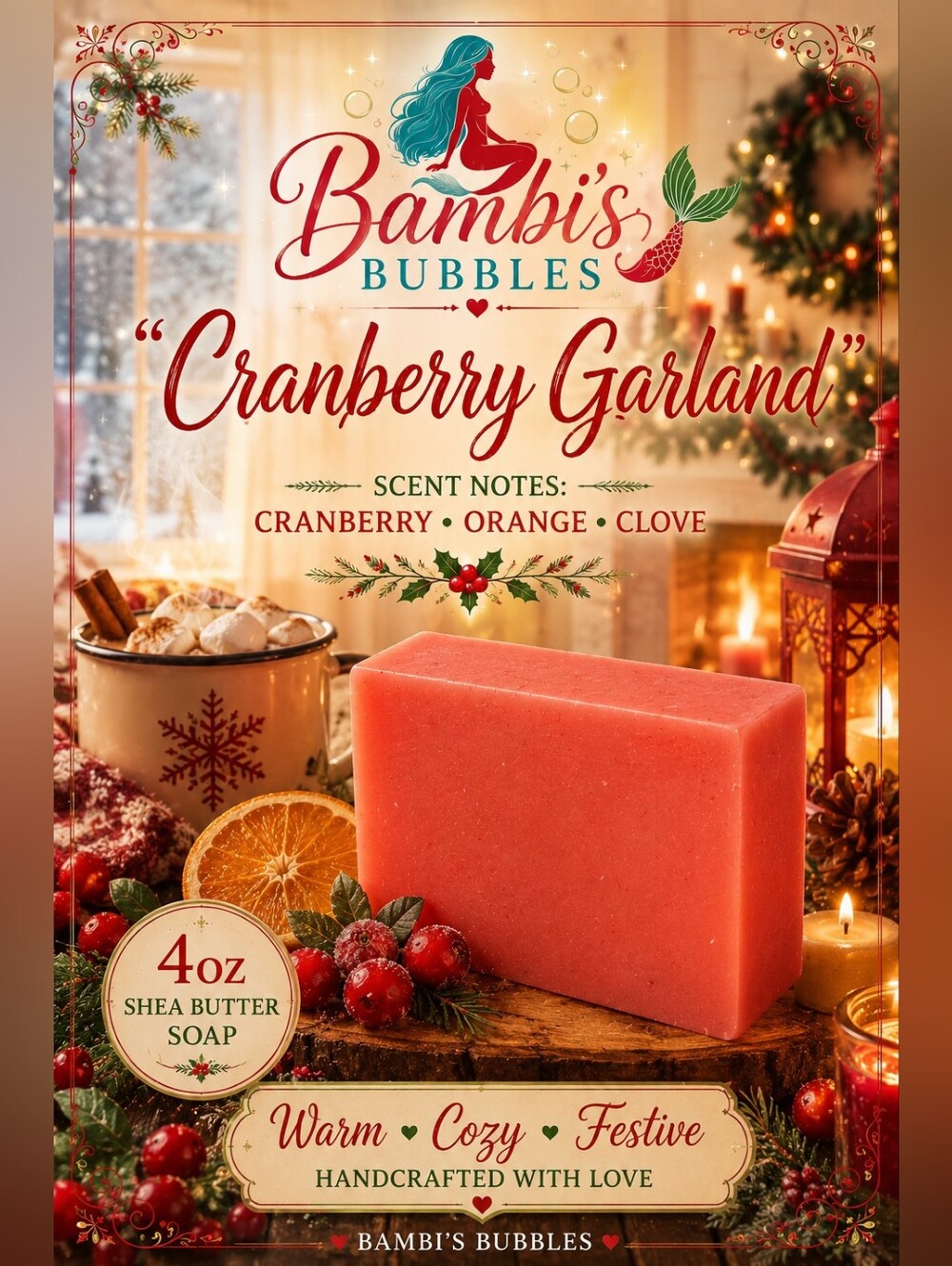Bambis Bubbles Christmas In August Collection 4oz Shea Butter Soap - Picture 3 of 9